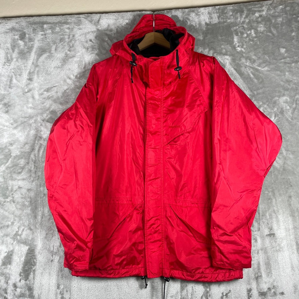 Vintage Marmot Gore-Tex Jacket Men M Red Hooded Waterproof Rain Shell